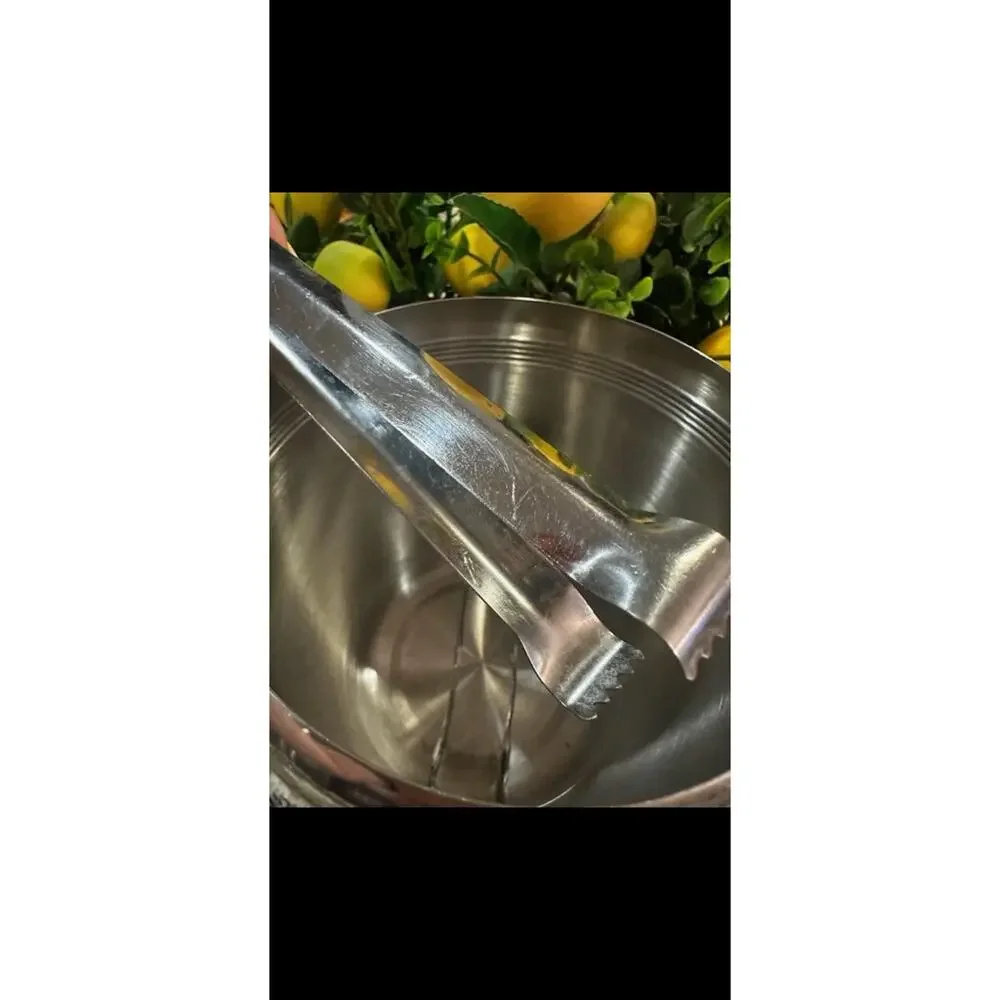 Vintage Hampton Forge 18/10 Stainless Steel Ice Bucket W/2 Sets Of Tongs
